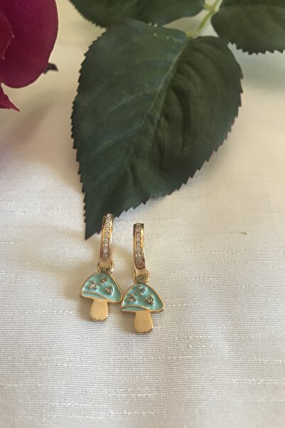 alsaccessories أقراط الفطر المينا الزرقاء