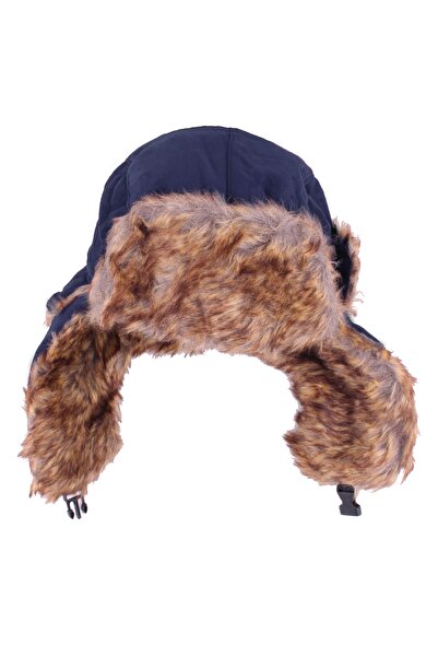 Granz Пілотська шапка з хутром Синя замшева тканина Шапка Модель 02101-01101