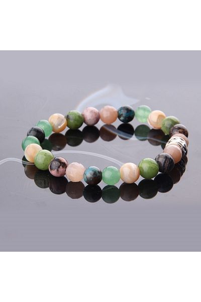ALAVAN Taurus Natural Stone Bracelet, Sun Stone - Rhodonite - Jade - Mother of Pearl - Aventurine - Chrysocolla