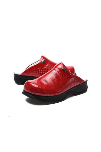 BLUMSABOTERLİK Red Color Women's Sabo Full Orthopedic and Anatomical Structure Comfortable and Comfortable Classic Slippers