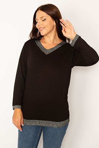 Şans Dámská velká černá blůza s třpytkami 65n19613