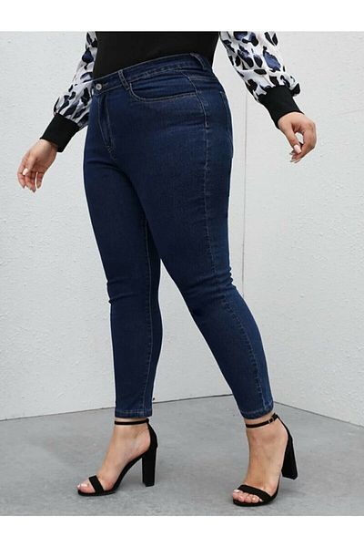 Livik Medium Blue Plus Size Slim Fit Džíny těsné