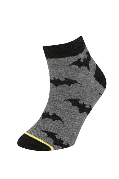 DeFacto Erkek Çocuk Batman Pamuklu 3'lü Patik Çorap X9602a6ns