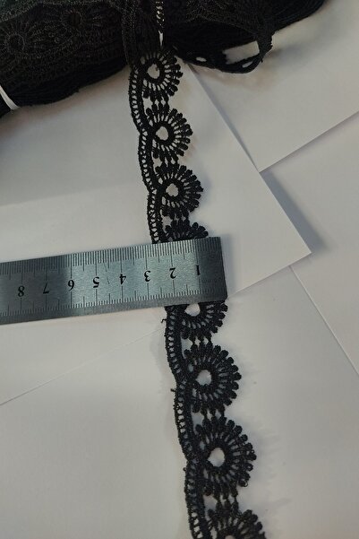 DUAYEN Güpür Dantel Siyah Salyangoz Desen 2 Metre