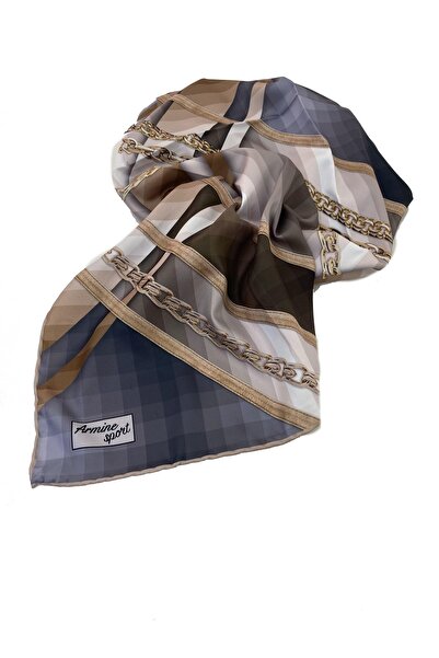 Armine Sport Twill (TİVİL) Nostalji Özel Üretim Eşarp Gri Vizon Gold