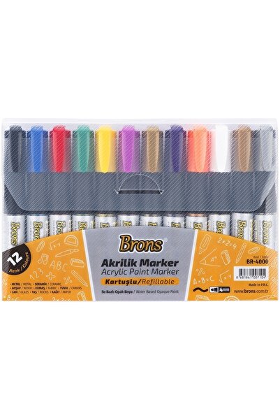 Brons 4mm Akrilik Marker Seti 12 Renk N:br-4000