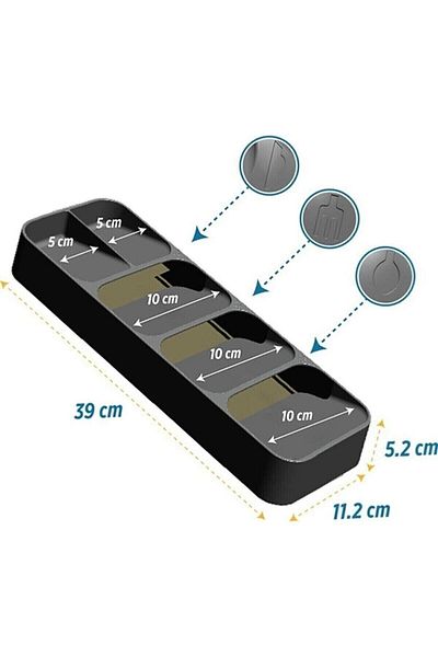 Dükkanönü Νέας γενιάς 5 θέσεων Anthracite Cutlery - Συρτάρι και Organizer για μαχαιριά
