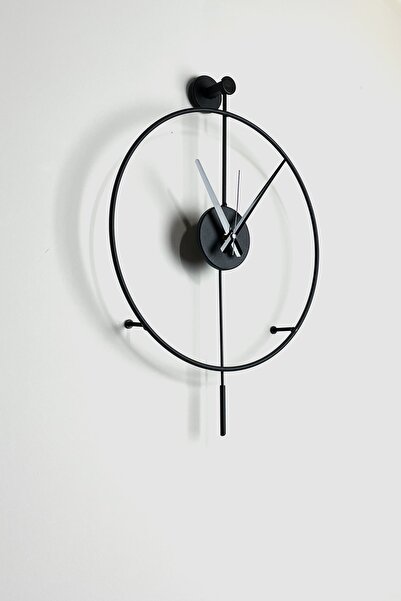 AGA KONSEPT Tiktok 40 Cm Siyah, Modern Dekoratif Sarkaçlı Metal Duvar Saati