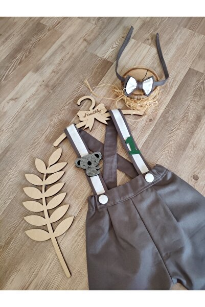 Feriatolye Koala Concept Gray White Striped Boy's Trousers Salopet