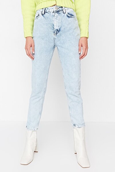 Ramrod Koyu Mavi Likralı Yüksek Bel Mom Jeans
