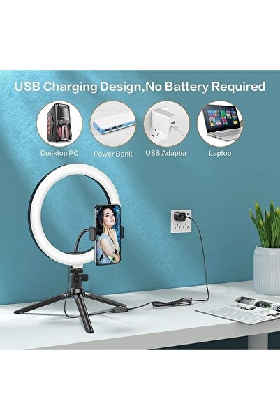 PİNK İTHALAT Ring Light Sürekli 8 Inch Halka Youtuber Video Makyaj Kuaför Işığı
