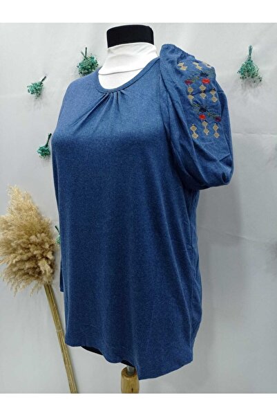 Sel Tekstil Cotton Sleeve Elastic Embroidered Mother Blouse