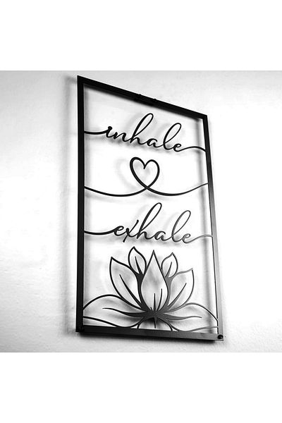 Colorfull Worlds Respiră - Respiră - Cu Lotus Decor de perete vertical din metal pentru birou, cadou, decorare de perete