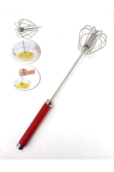 Zarif İnci Push and Pull Mixer Stirrer Push Automatic Beater Stainless Steel Red