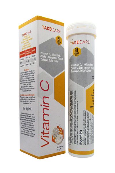 TakeCare Vitamin C 1000mg-20 Effervescent Tablets Containing Zinc and Vitamin E