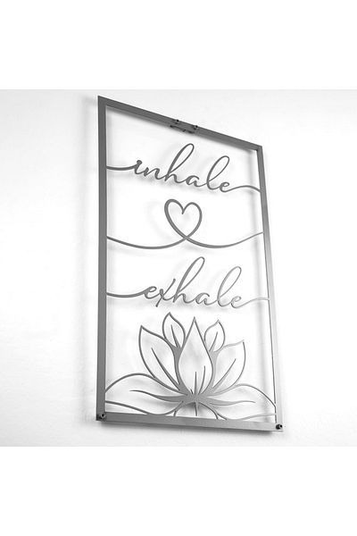 Colorfull Worlds Respiră - Respiră - Cu Lotus Decor de perete vertical din metal pentru birou, cadou, decorare de perete