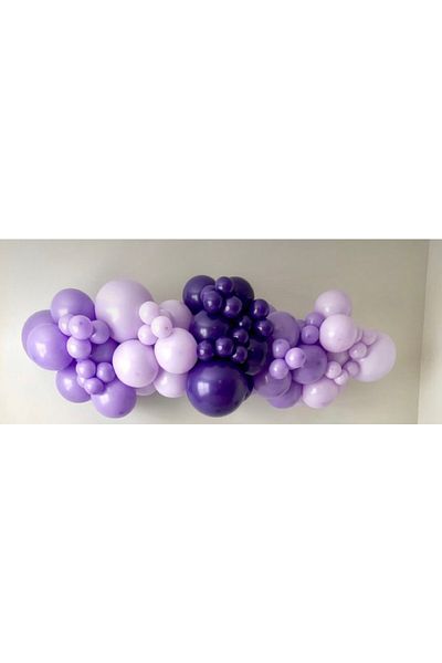 Çemrek Süs Parti Purple Lilac Mini Balloon Chain Set 50 Pieces Balloons and Chain