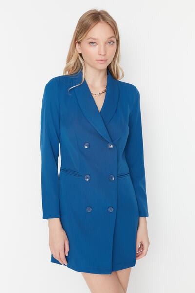 Trendyol Collection Indigo Button Detailed Woven Mini Jacket Tkané šaty TWOAW23EL00291