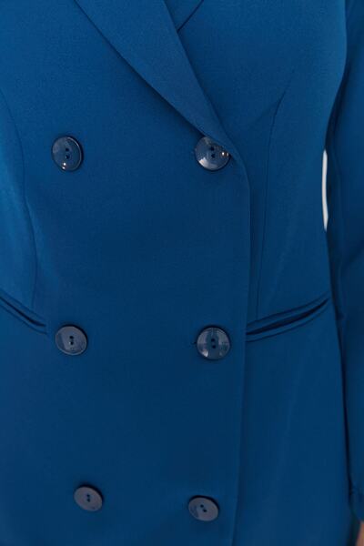 Trendyol Collection Indigo Button Detailed Woven Mini Jacket Tkané šaty TWOAW23EL00291