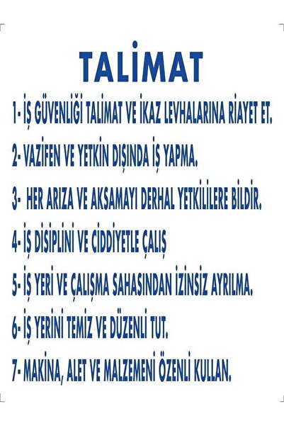 Emek İkaz Levhaları تعليمات تحذيرية/علامة تحذيرية