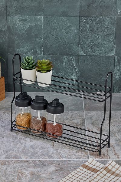 vipgross Countertop Organizer Spice Rack Stand Black - Spice Rack