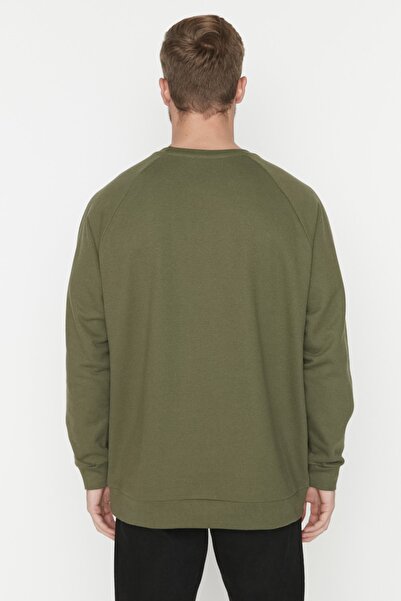 Trendyol Collection KHaki OverSize fleecová mikina – teplá, široký střih TMNAW23SW00190
