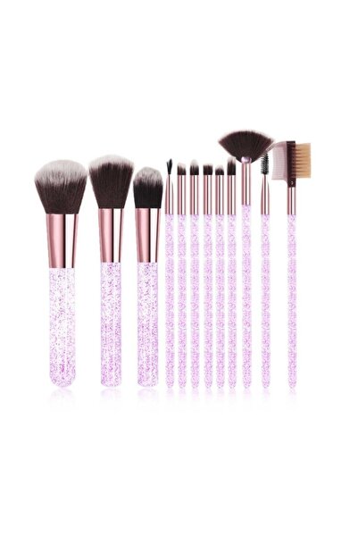 Makeuptime Pembe Simli Silindir 12'li Fırça Seti