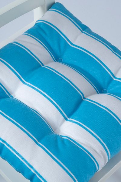 ALTINPAMUK Beta Turquoise White Pofidik Chair Cushion with Laces 40X40Cm