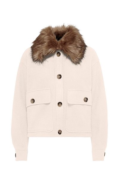 ONLY Onlemma Short Fur Shacket Otw Women's Shearling Crop Coat