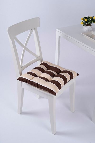 ALTINPAMUK Beta Brown Cream Αφράτο Μαξιλάρι Καρέκλας με Δαντέλα 40x40cm