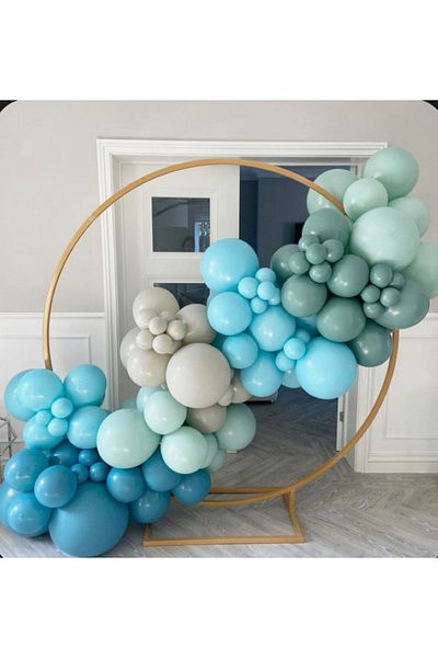 Çemrek Süs Parti Mint Blue Mold Green Mini Balloon Chain Set 50 Balloon and Chain