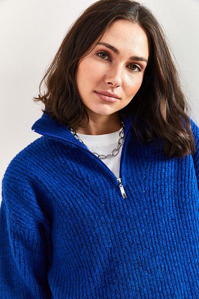 Bianco Lucci Dámský oversize úpletový svetr na zip