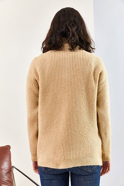 Bianco Lucci Damen-Rollkragenpullover in Übergröße mit Reißverschluss