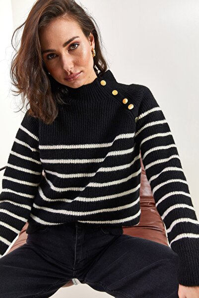 Bianco Lucci Dámský pletený svetr s polovinou roláku přes rameno