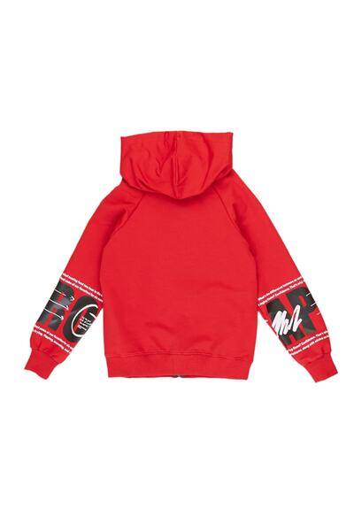 İrem Çocuk Giyim Children's Cook Text Patterned Zippered Hooded Cardigan with Pockets