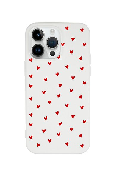 butikcase حافظة هاتف آيفون 14 برو ماكس صغيرة مزخرفة بتصميم قلوب بيضاء