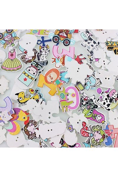Bluoklight 10 Pieces Wooden Decorative Style Pattern Craft Accessory Garment Button