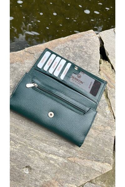 DERKON Genuine Leather Women's Wallet with Back Placket and Plenty of Card Ho...