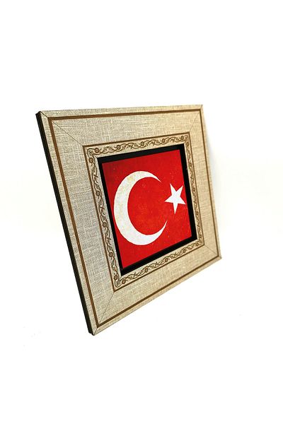 BAKSEPETE Επιτραπέζιο σκελετό MDF με στάμπα Türkiye Flag 20cmx20 cm Krt-098
