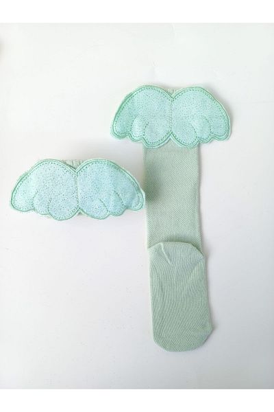 Alingo Mint Green Glittered Winged Girl's Knee Socks
