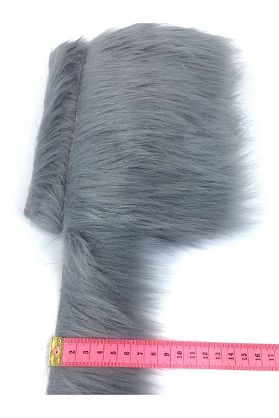 Hobigram Wide Gray Faux Fur Artificial Plush Ribbon Width 10 cm – Decorative Ribbon, Stylish Design, Women's Accessory – De