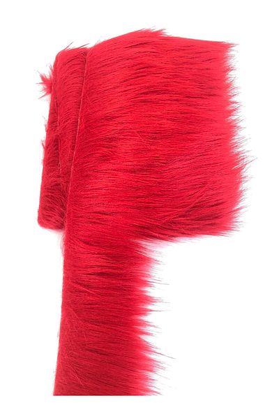 Hobigram Wide Red Faux Fur Artificial Plush Ribbon Width 10 cm – Decorative Ribbon, Stylish Design, Women's Accessory