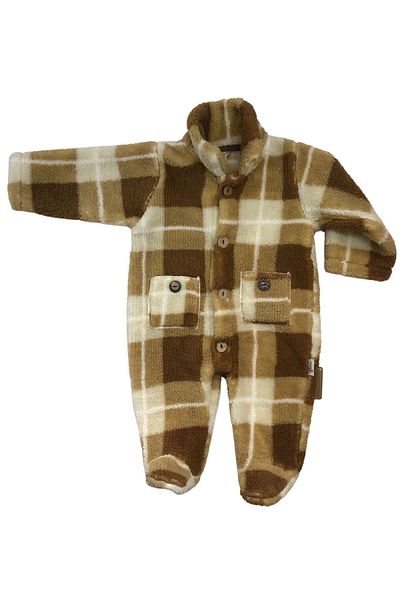 Pukka Plaid Pattern Fleece Jumpsuit with Booties