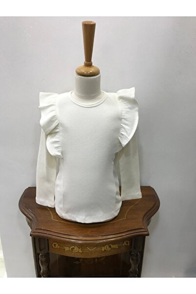 Nonno Kids Girl's Ribbed Ruffle Blouse