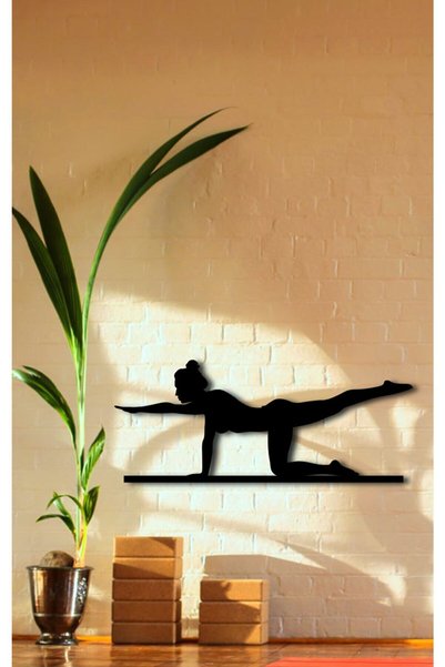 LEYLASER 15x35 Pilates Dekor Tablo Mdf Ahşap Lazer Kesim Duvar Panosu Siyah 3mm