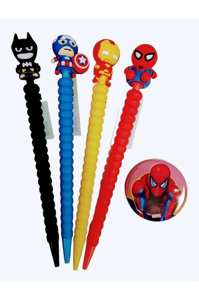 sevgi kırtasiye مجموعة سوبر هيروز مكونة من 4 أقلام ذات رؤوس مع هدية شارة سباي...