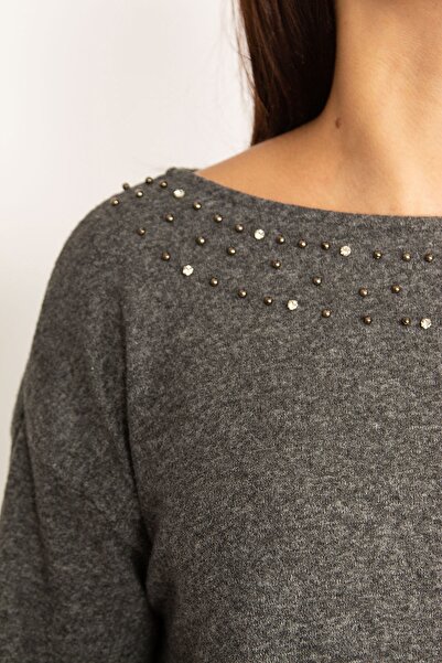 Şans Női nagy méretű füstölt kő, részletes oldalsó hasított gyapjú viszkóz tunika 65n34679