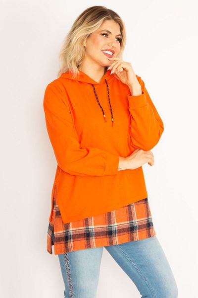 Şans Plus Size Sweatshirt - Orange - Relaxed fit