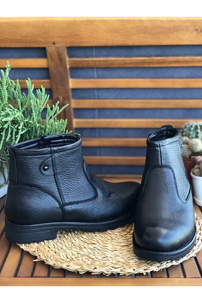 Skoonpa Genuine Leather and Fur Zippered Men's Boots