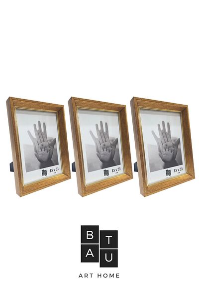 Batu Art Home 3 Pieces Photo Picture Frame with Real Glass Can Be Hanged on the Desktop and Wall 15x21cm